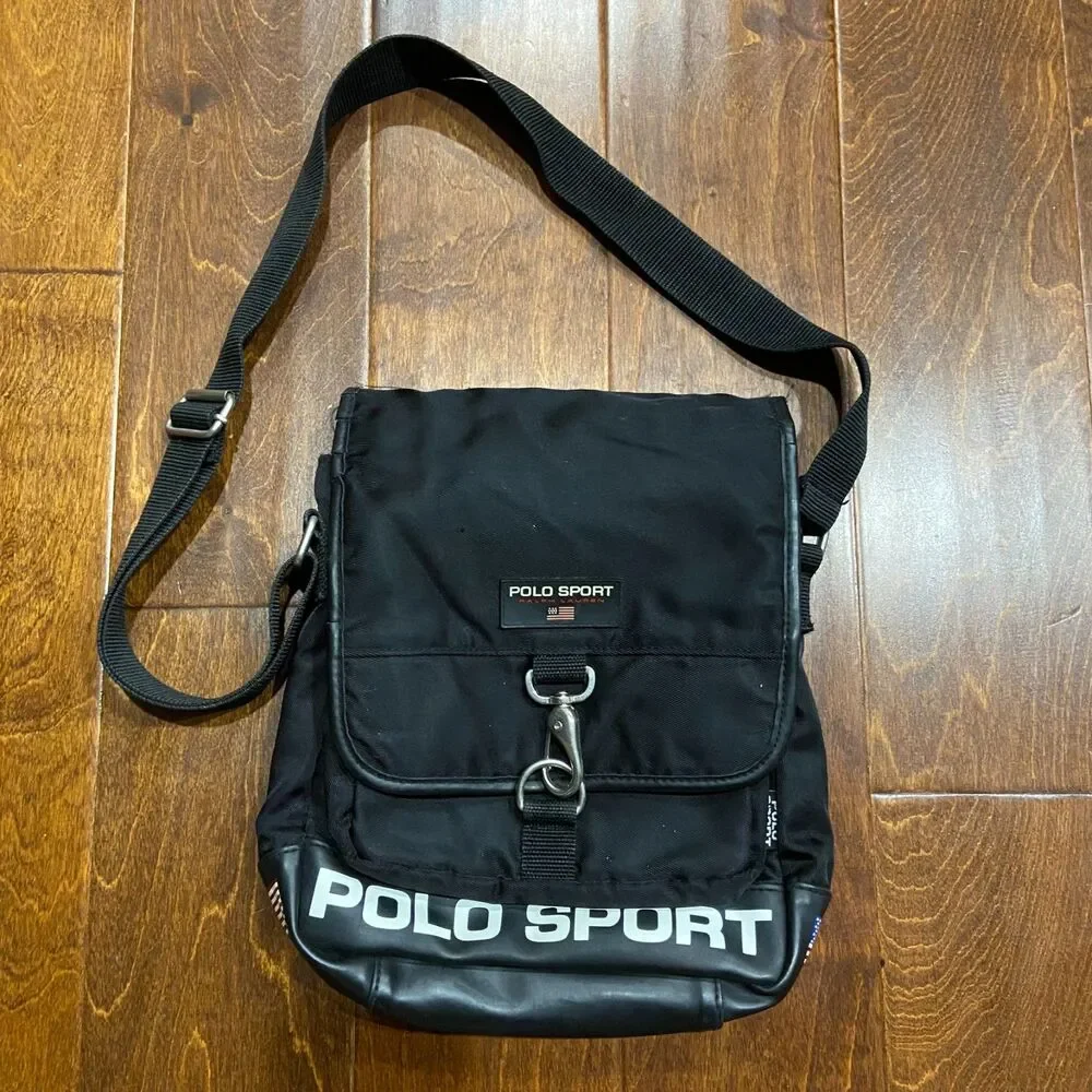Polo Sport Ralph Lauren Vintage Crossbody Messenger Bag Black Unisex One Size